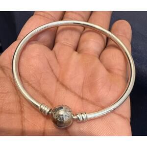 Authentic Pandora Sterling Silver Bangle Bracelet S925 ALE 7.5”